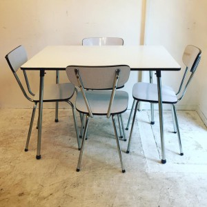 11050838 787702674688510 5890353165676833604 o 300x300 Tavo style Formica top dining table 4 chair set.